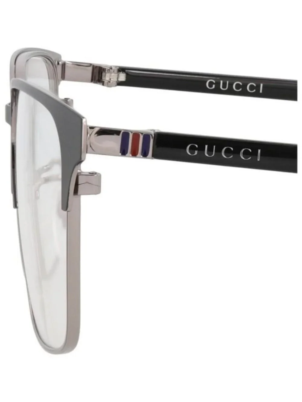 New Gucci Mens Square/Rectangle Ruthenium Black Transparent Fashion Designer Eye
